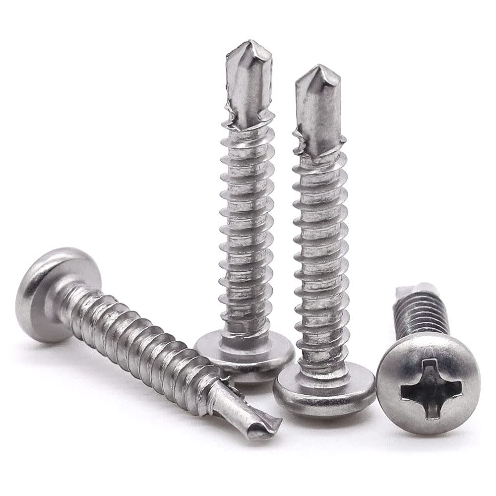 10G x 1 (25mm) SS Phil Pan S/Tap Screw x 100 - Satin Stainless Steel (Hware)
