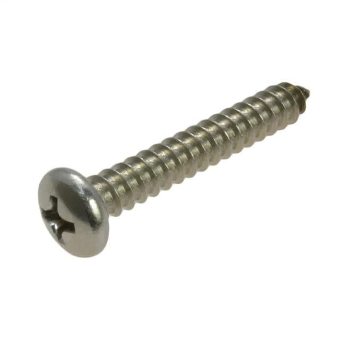 10G x 1 (25mm) SS Phil Pan S/Tap Screw x 100 - Satin Stainless Steel