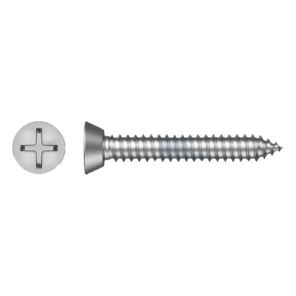 8G x 3/4 (19mm) SS Phillips U/Cut S/Tap Screw x 1000 - Satin Stainless Steel